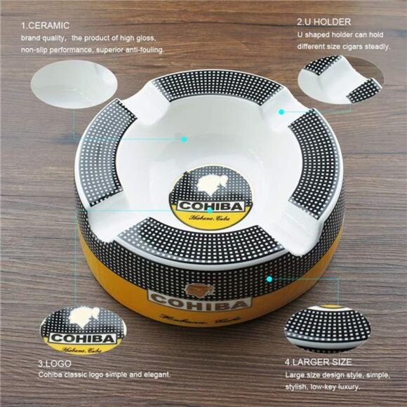 Cigar Ashtray Big Ashtrays for 8" Round Cigarettes Large Rest Outdoor Ashtray - Picture 3 of 6